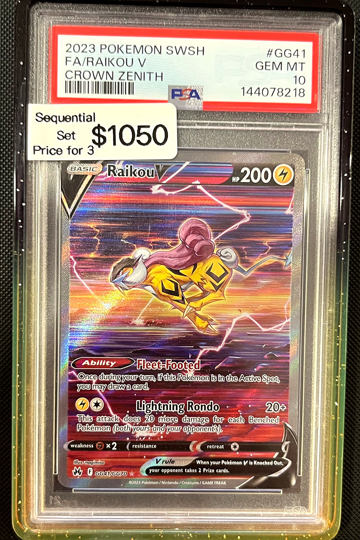 PSA 10 Raikou V card from Crown Zenith
