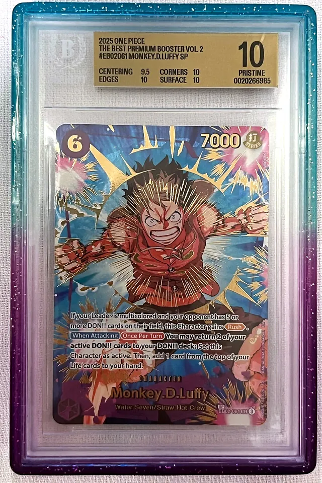 Pristine 10 Monkey D. Luffy SP One Piece card in Beckett slab